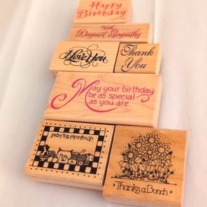 A Set of 7 Sayings Rubber Stamps